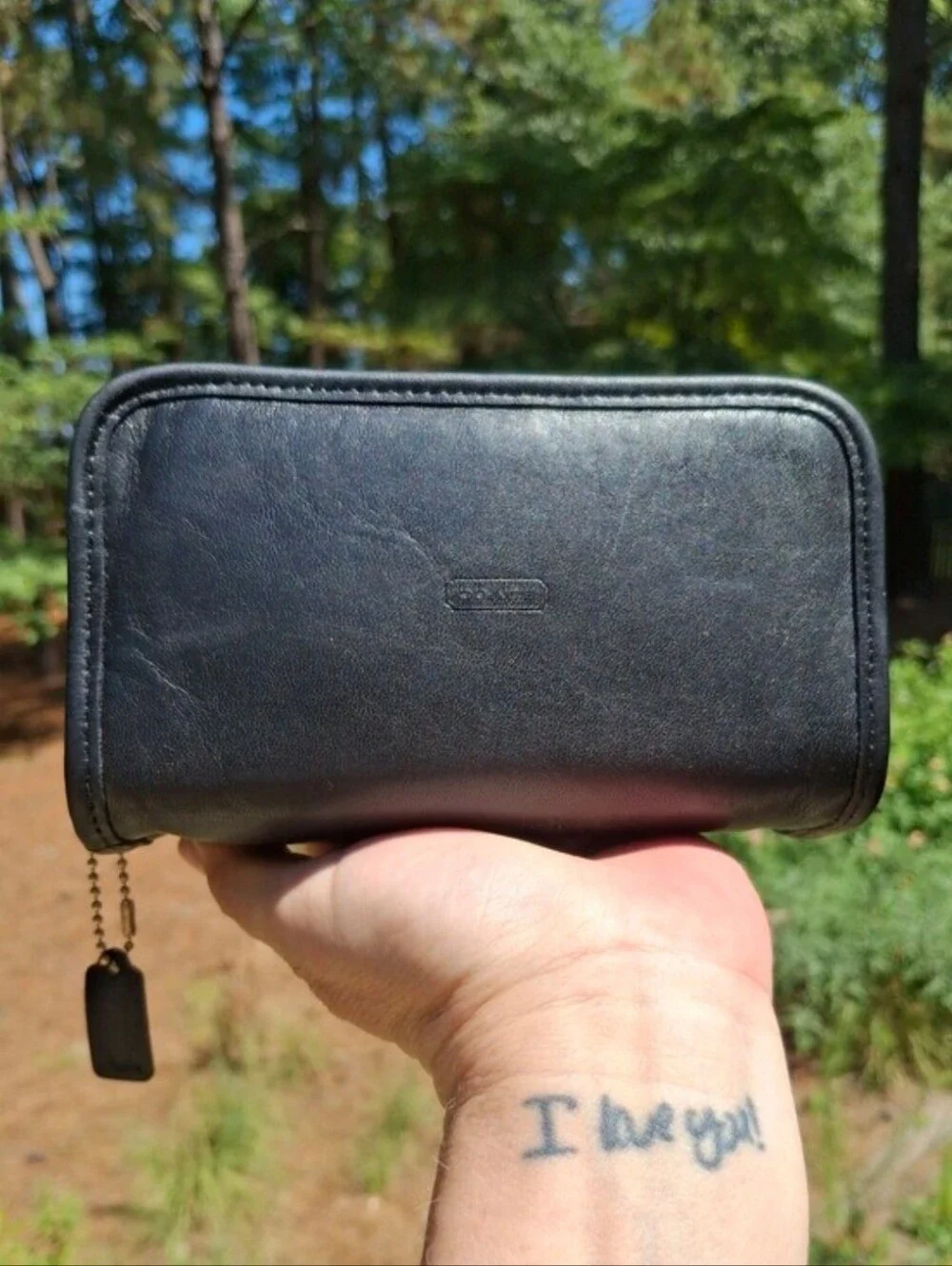 Vintage 90's Coach Black Glove-Tanned Leather Chubby Case #6925